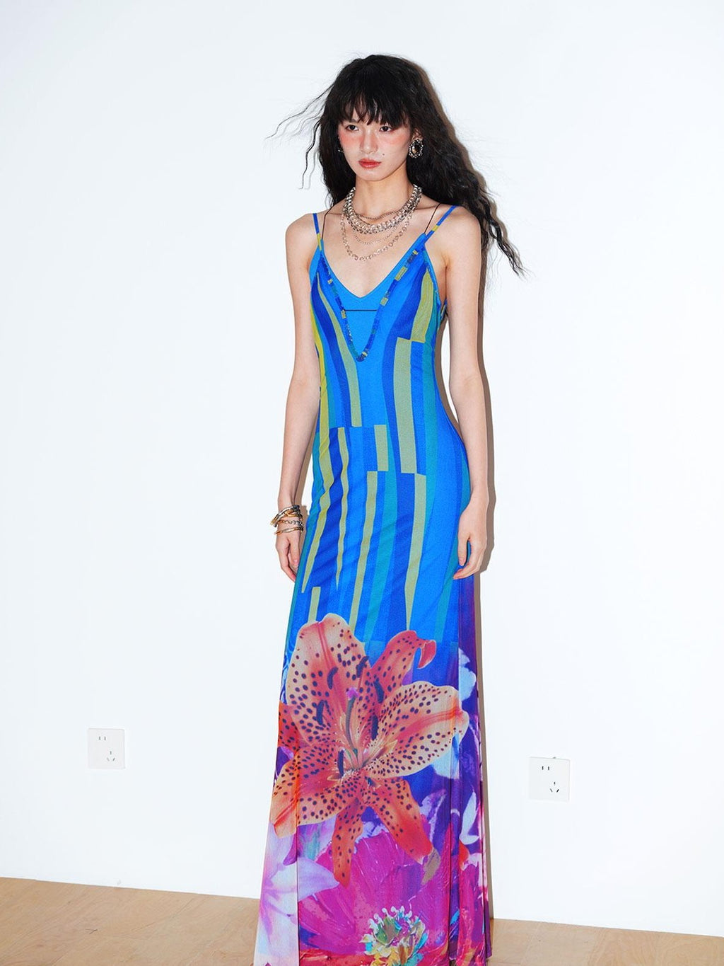 badtaste Western Slim Fit Printed Faux Two Piece Women's Slip Maxi Dresses
