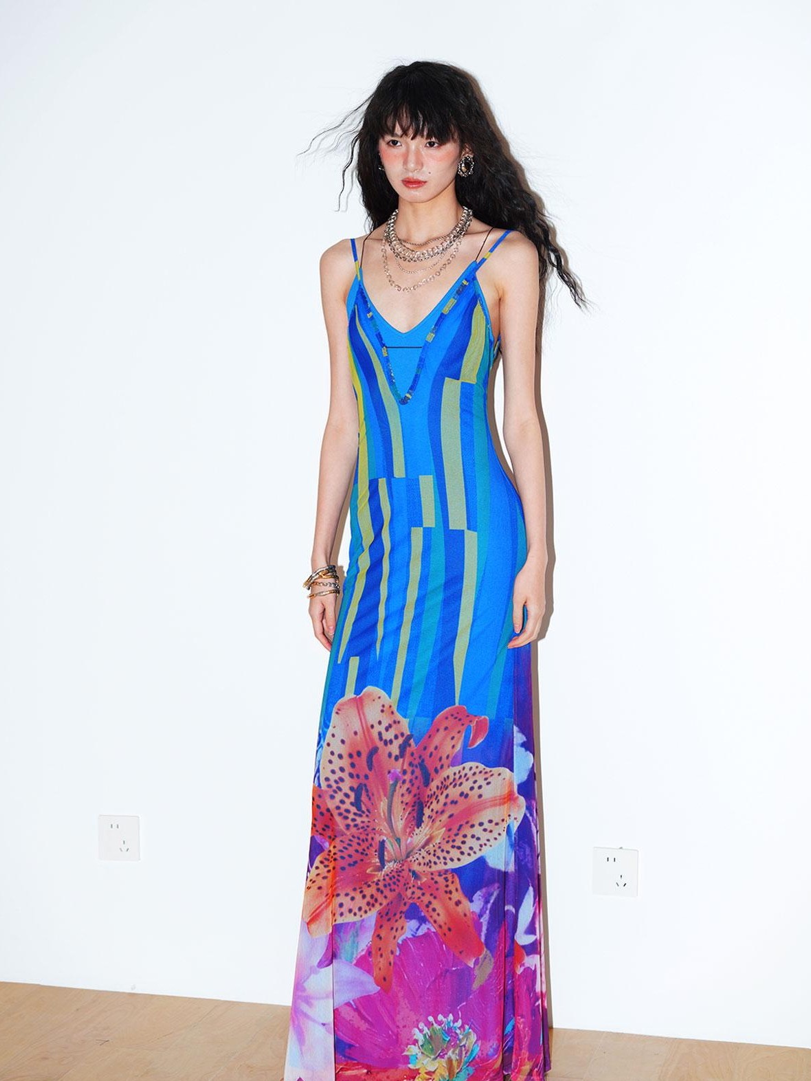 badtaste Western Slim Fit Printed Faux Two Piece Women's Slip Maxi Dresses