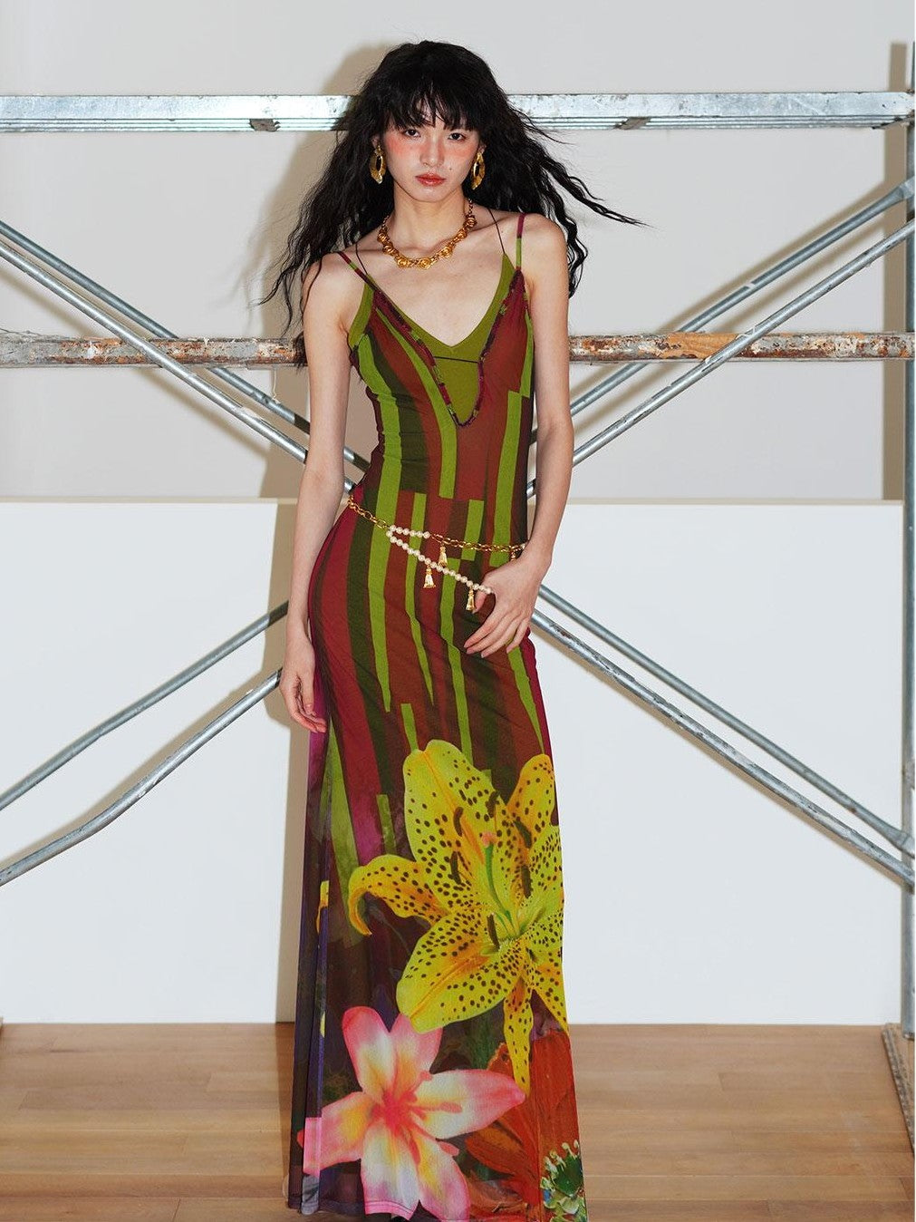 badtaste Western Slim Fit Printed Faux Two Piece Women's Slip Maxi Dresses