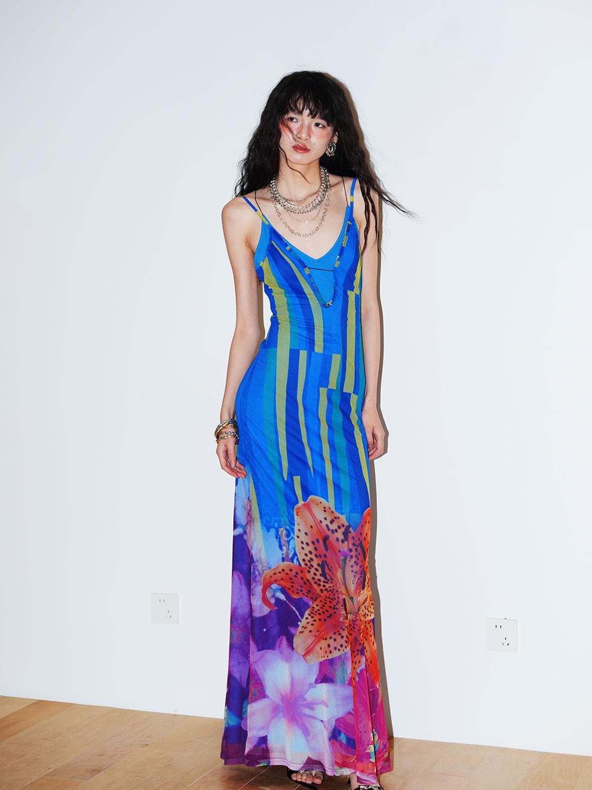badtaste Western Slim Fit Printed Faux Two Piece Women's Slip Maxi Dresses