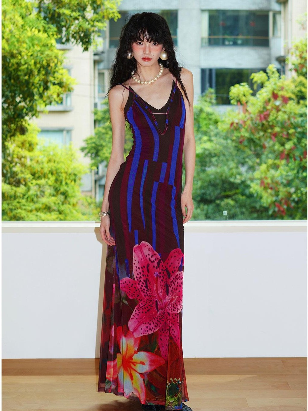badtaste Western Slim Fit Printed Faux Two Piece Women's Slip Maxi Dresses