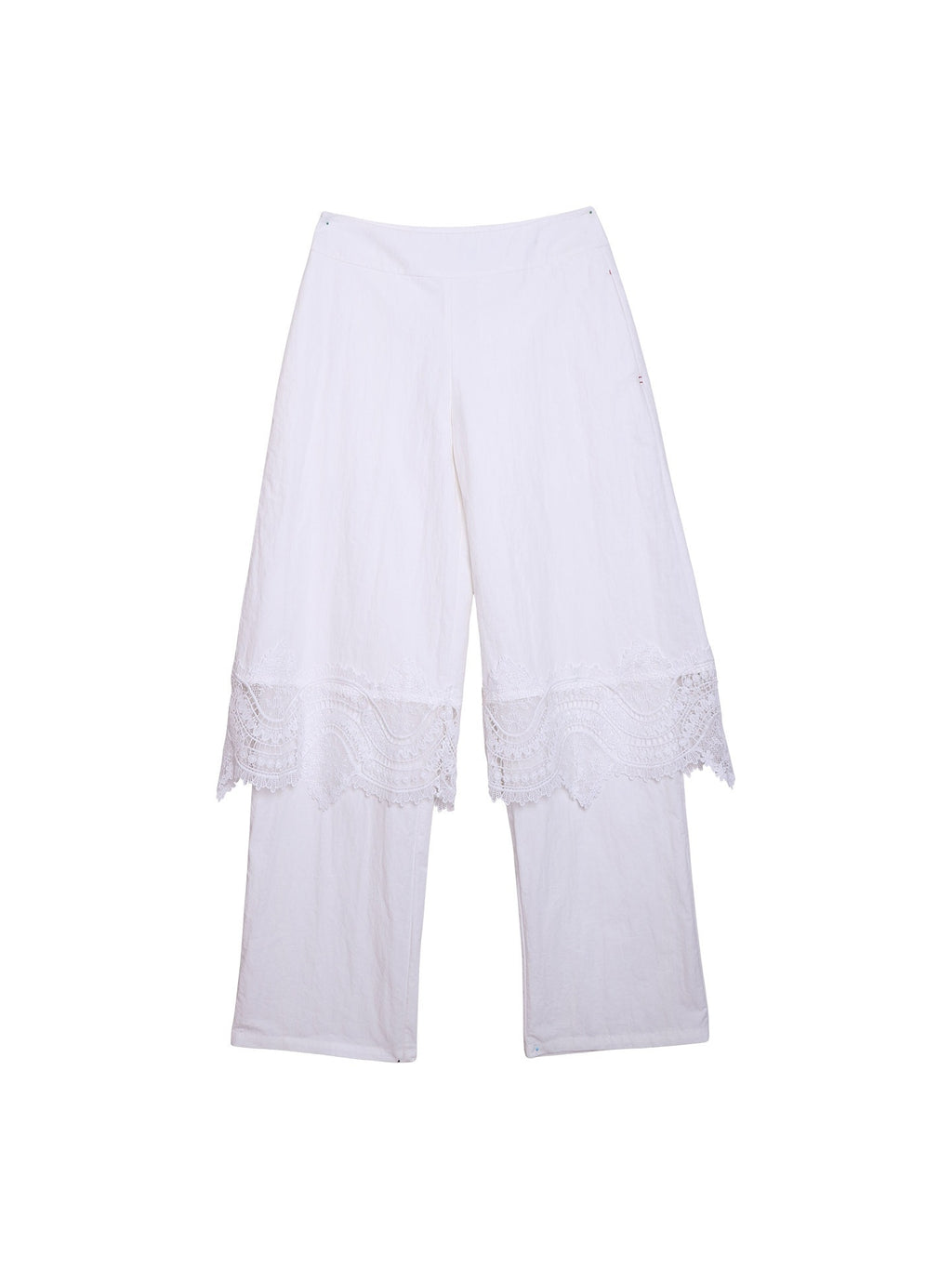 badtaste_Western_Solid_Lace_Splice_Faux_Two_Piece_Women's_Cotton_Wide-leg_Pants_936453026460_MISSTT