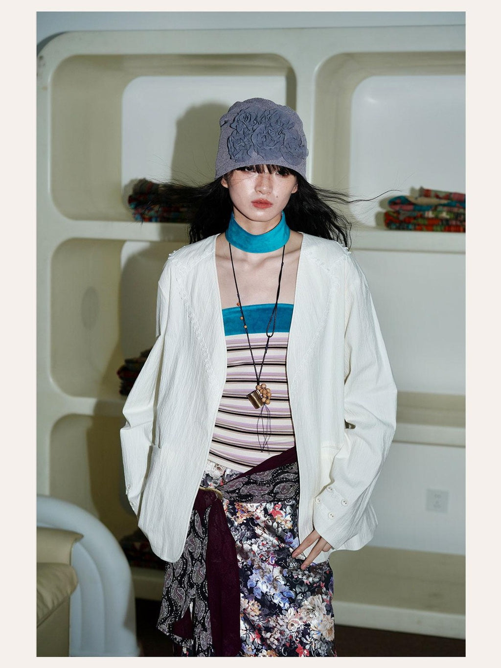 badtaste Western Solid Niche Loose Retro Heavyweight Women's Cotton Linen Blazers