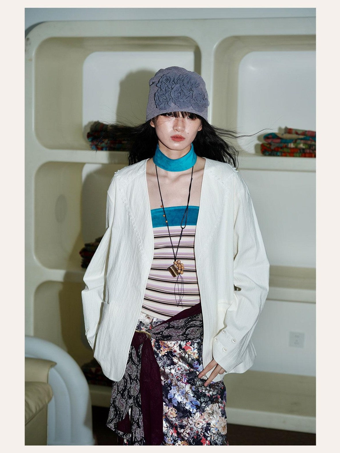badtaste Western Solid Niche Loose Retro Heavyweight Women's Cotton Linen Blazers