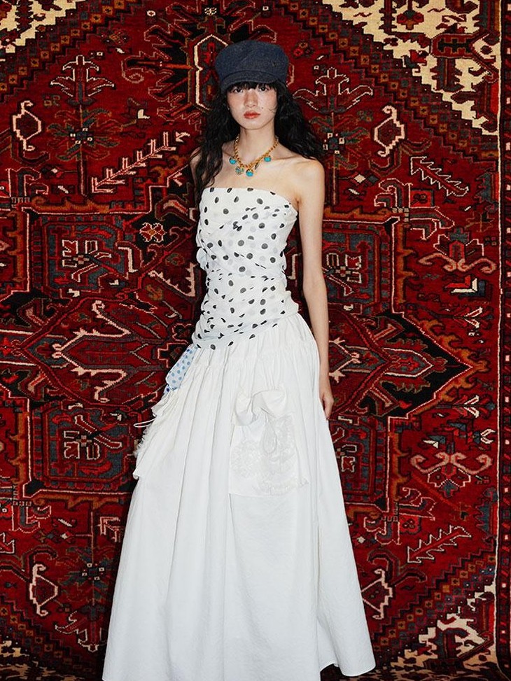 badtaste Western Solid Pleated 3d Rosette Loose A Line Women's Maxi Skirts