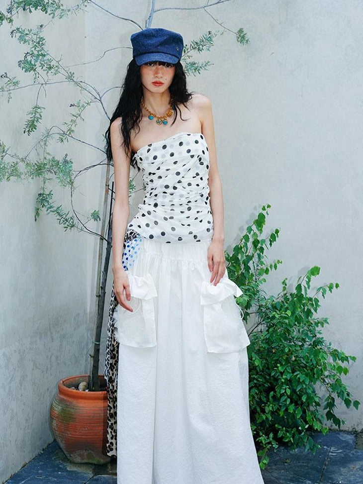 badtaste Western Solid Pleated 3d Rosette Loose A Line Women's Maxi Skirts