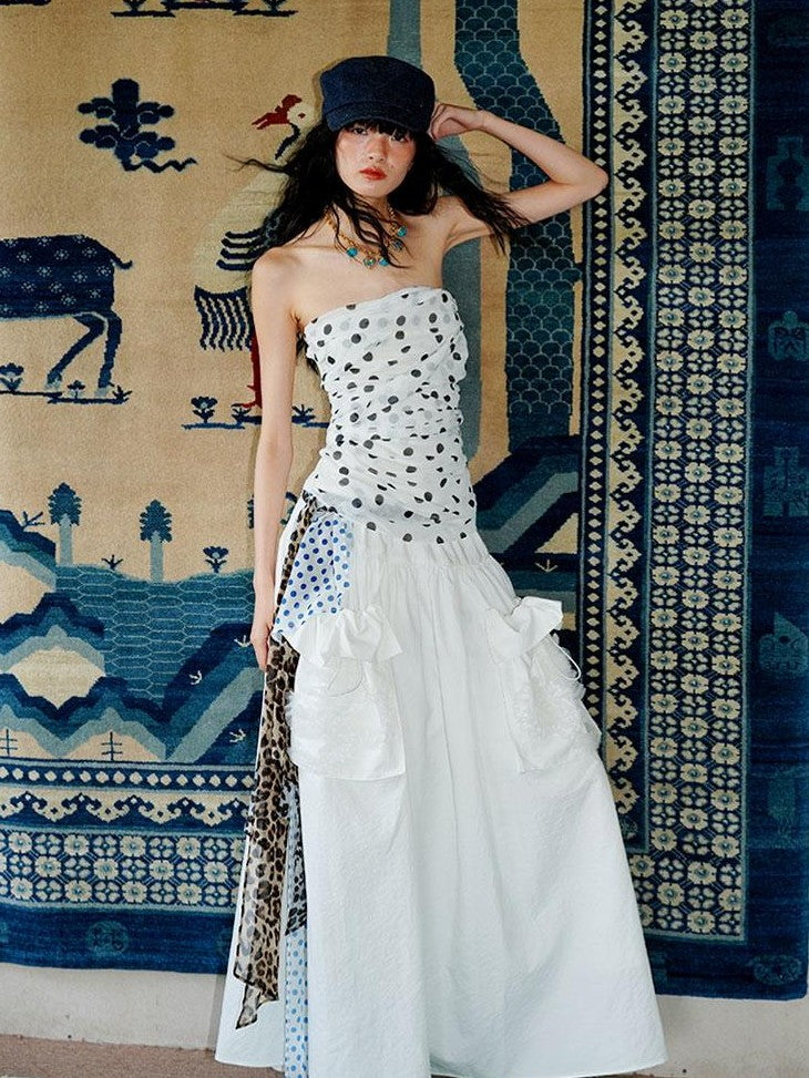 badtaste Western Solid Pleated 3d Rosette Loose A Line Women's Maxi Skirts