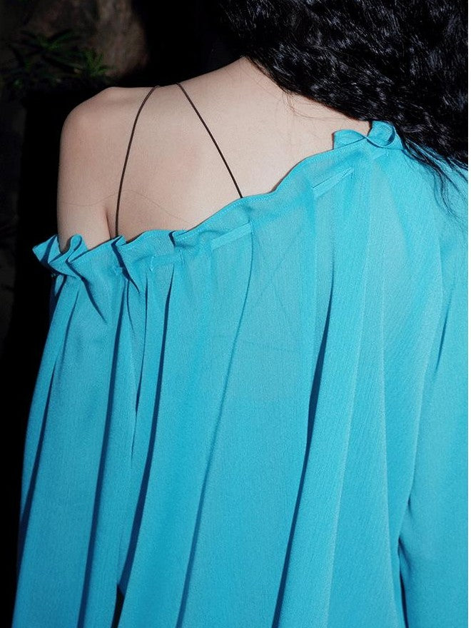 badtaste Western Solid Sheer Texture Drawstring Multiway Loose Women's Tunic Blouses