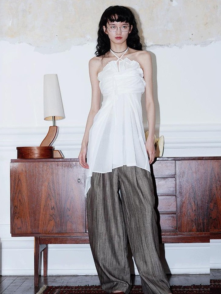 badtaste Western Solid Sheer Texture Drawstring Multiway Loose Women's Tunic Blouses