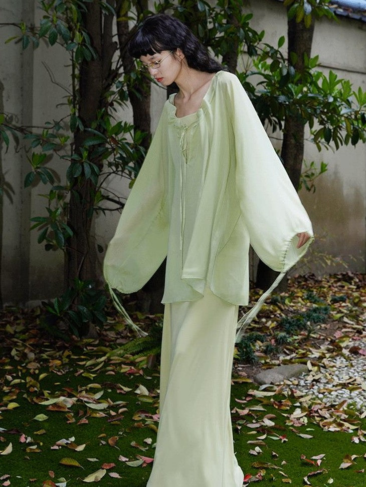 badtaste Western Solid Sheer Texture Drawstring Multiway Loose Women's Tunic Blouses