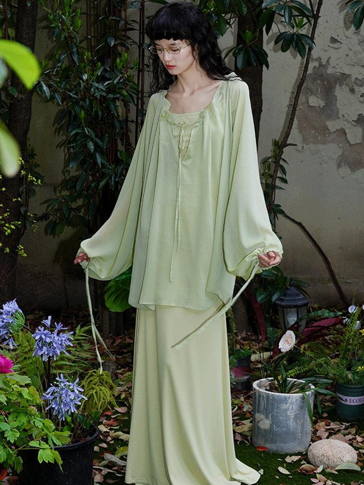 badtaste Western Solid Sheer Texture Drawstring Multiway Loose Women's Tunic Blouses