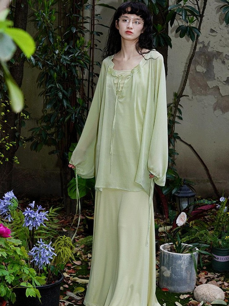 badtaste Western Solid Sheer Texture Drawstring Multiway Loose Women's Tunic Blouses