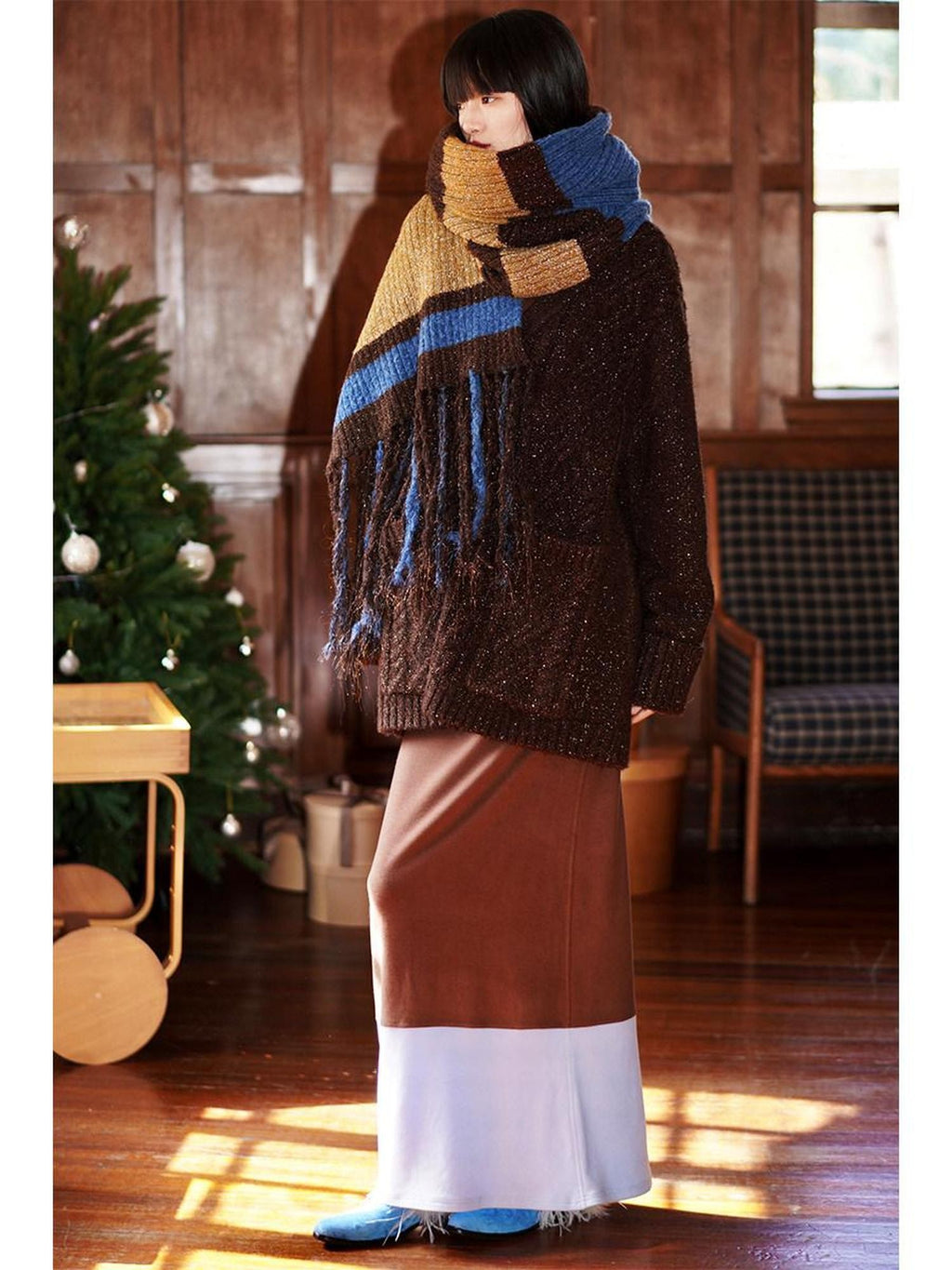 badtaste Western Special Yarn Shimmer Loose Round Neck Women's Knit Button-up Cardigans