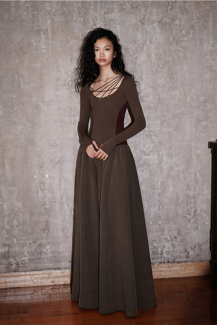 badtaste_Western_Splice_Solid_Cutout_Tie_Up_Slimming_Women's_Casual_Maxi_Dresses_734230084553_MISSTT