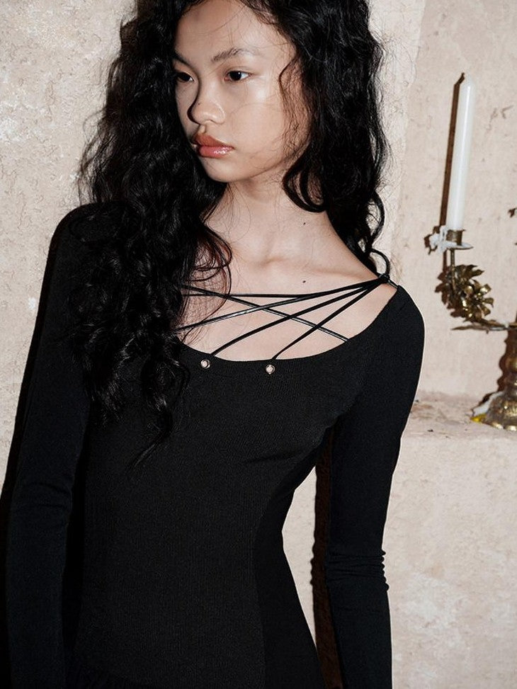 badtaste Western Splice Solid Cutout Tie Up Slimming Women's Casual Maxi Dresses
