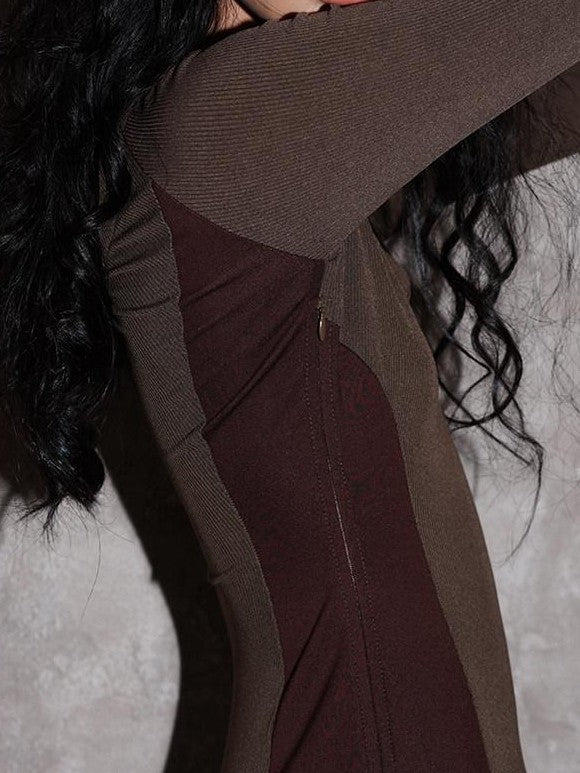 badtaste Western Splice Solid Cutout Tie Up Slimming Women's Casual Maxi Dresses