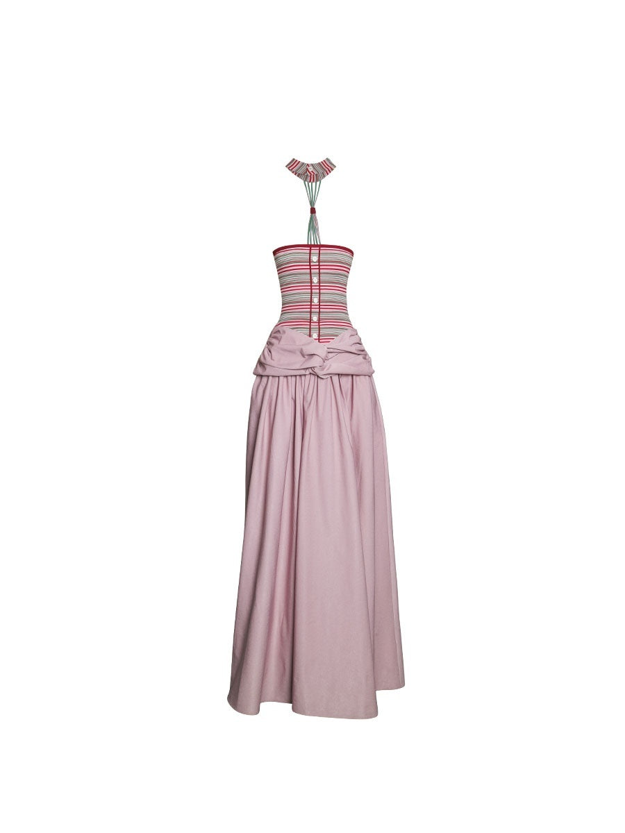 badtaste_Western_Striped_Halter_Colorblock_Faux_Two_Piece_Women's_Strapless_Maxi_Dresses_907971566545_MISSTT