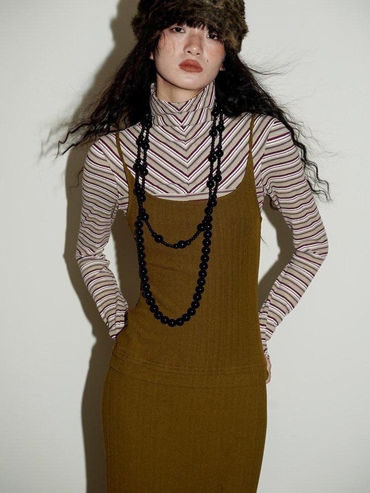 badtaste Western Striped Layered Vintage Long Sleeve Women's Casual Maxi Dresses