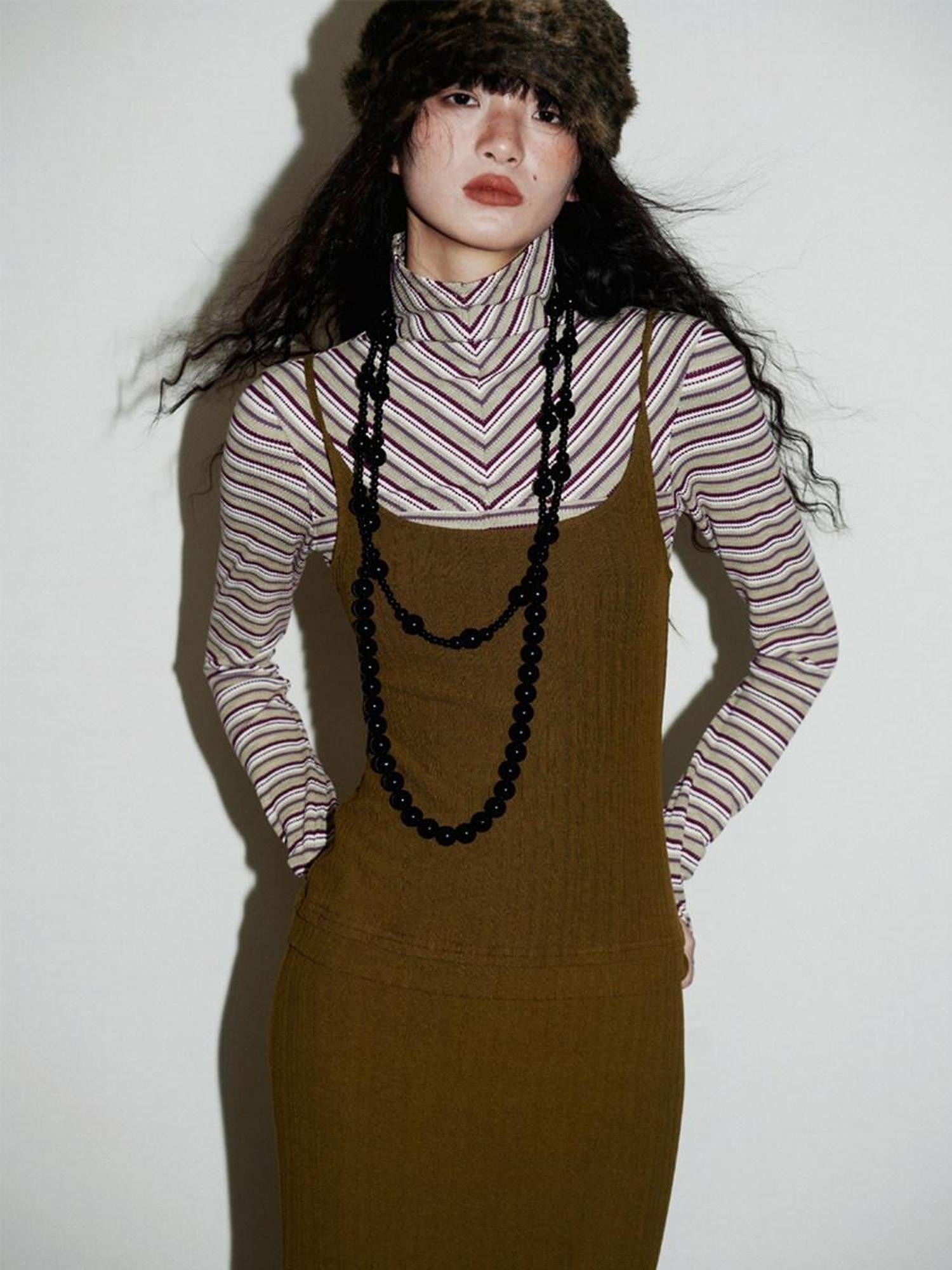 badtaste Western Striped Layered Vintage Long Sleeve Women's Casual Maxi Dresses