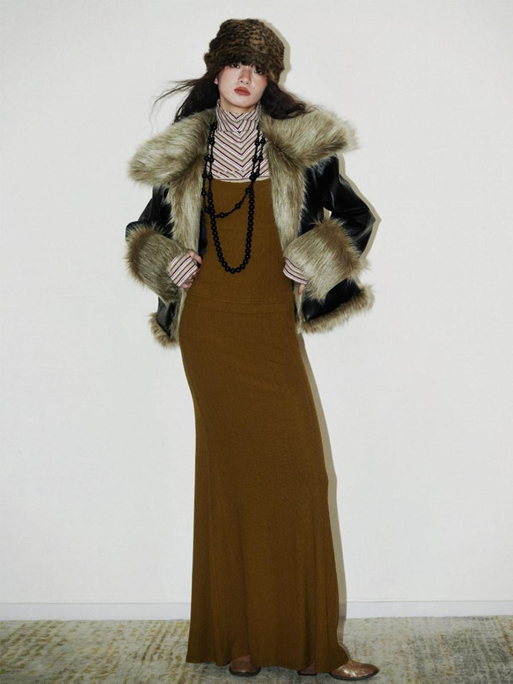 badtaste Western Striped Layered Vintage Long Sleeve Women's Casual Maxi Dresses