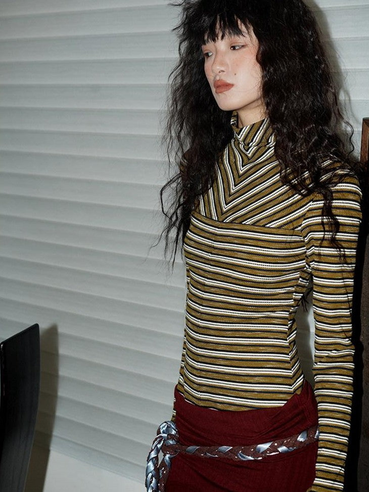 badtaste Western Striped Layered Vintage Long Sleeve Women's Casual Maxi Dresses