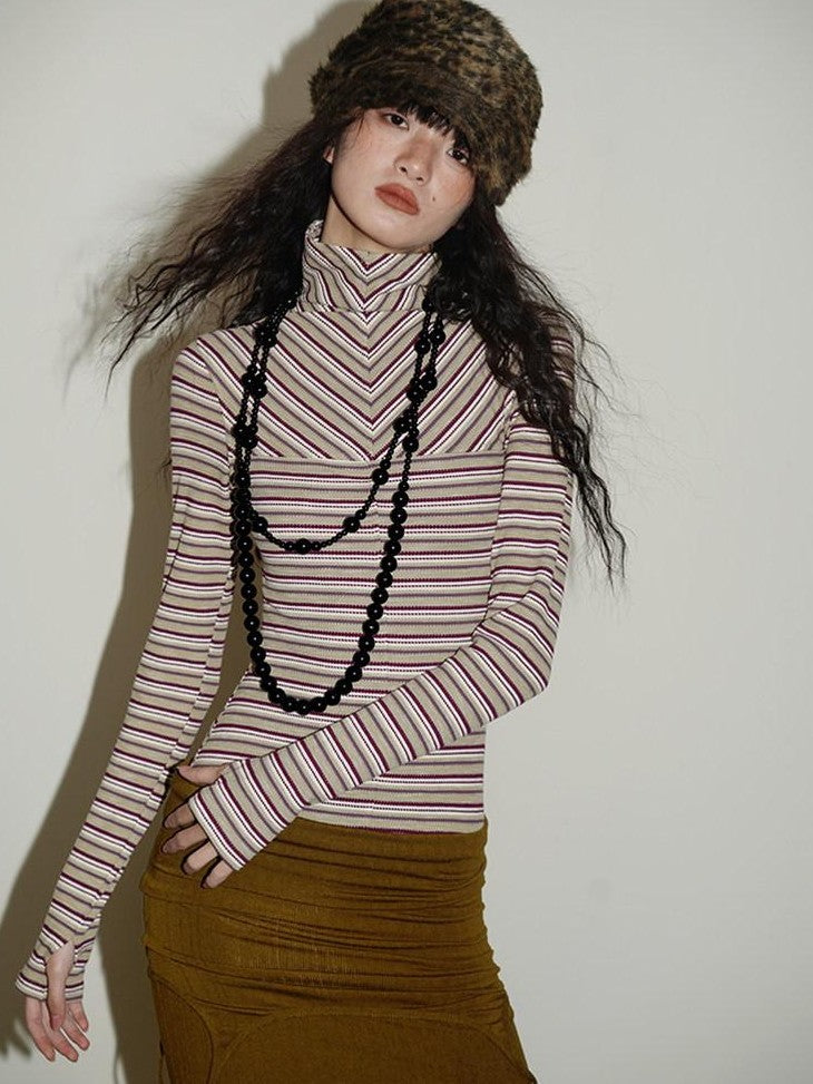 badtaste Western Striped Layered Vintage Long Sleeve Women's Casual Maxi Dresses