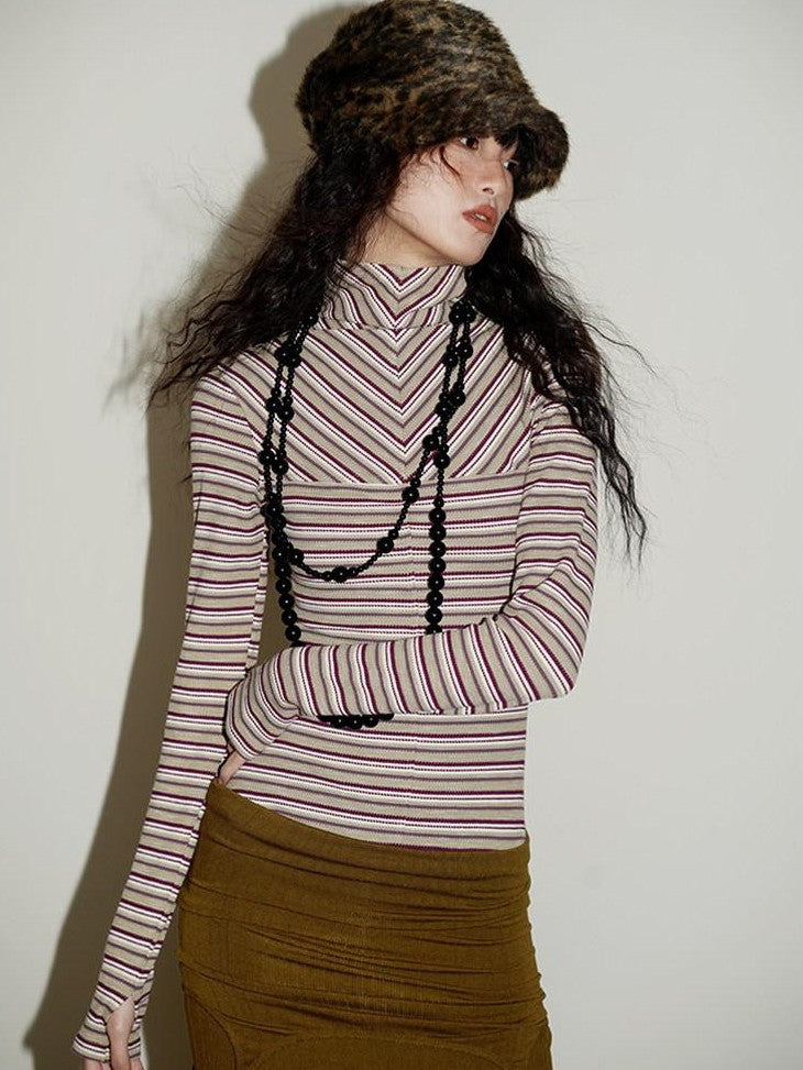 badtaste Western Striped Layered Vintage Long Sleeve Women's Casual Maxi Dresses
