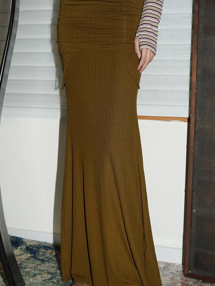 badtaste Western Striped Layered Vintage Long Sleeve Women's Casual Maxi Dresses
