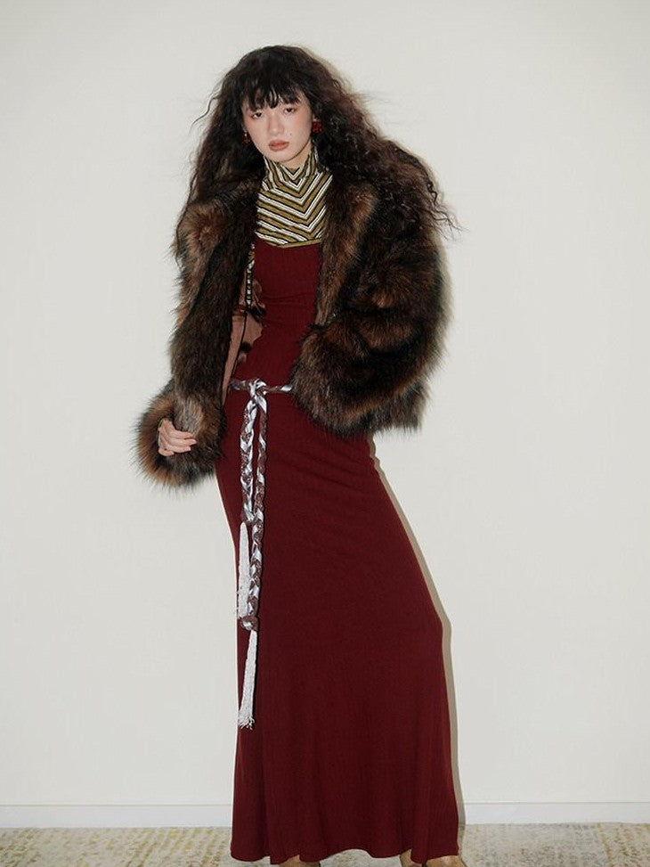 badtaste Western Striped Layered Vintage Long Sleeve Women's Casual Maxi Dresses