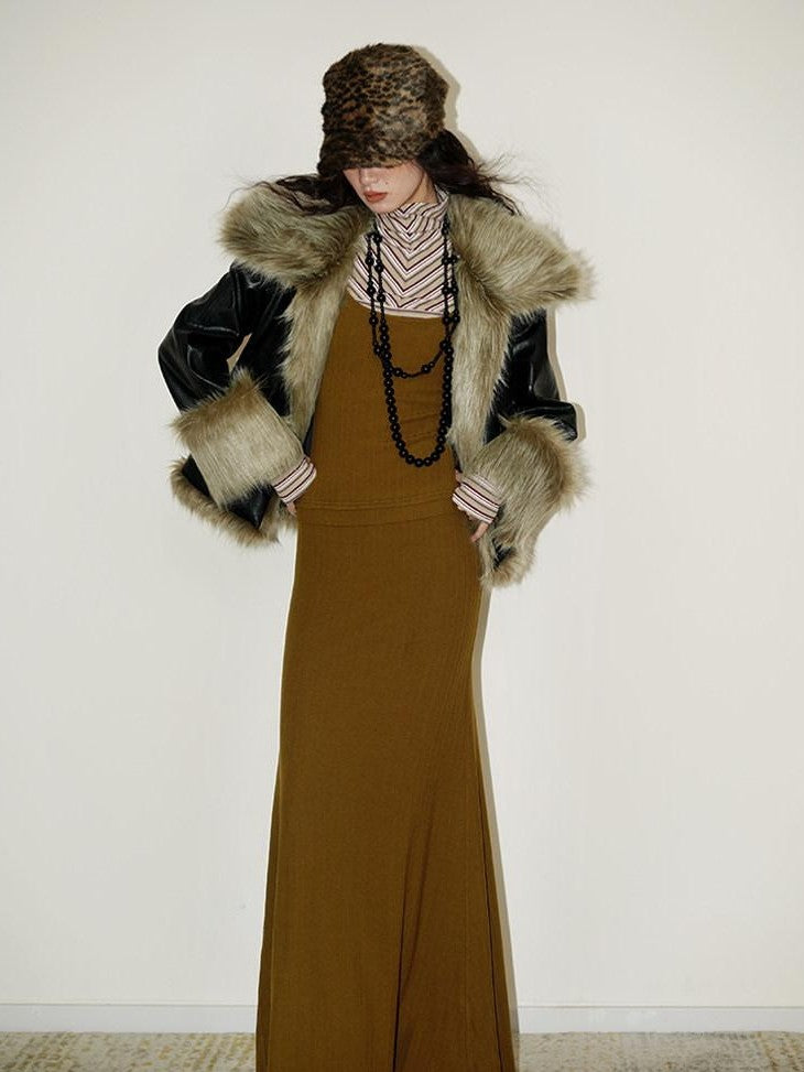 badtaste Western Striped Layered Vintage Long Sleeve Women's Casual Maxi Dresses
