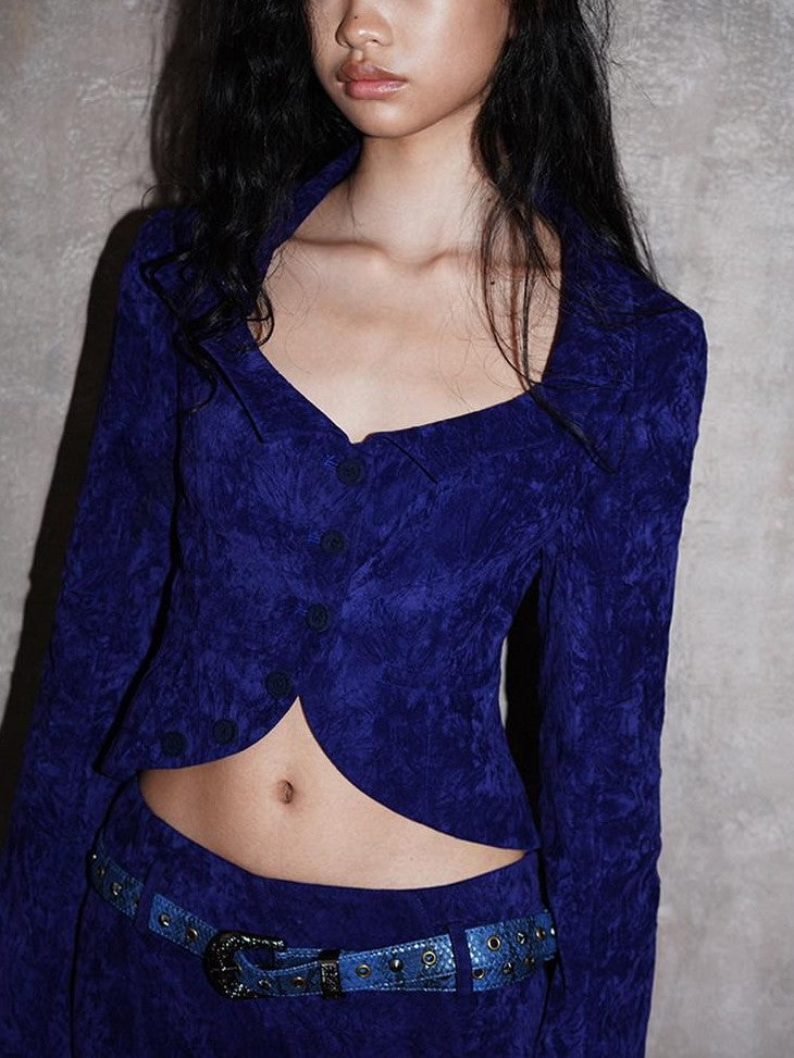 badtaste Western Textured Slim Fit Women's Special Fabric Cropped Jackets