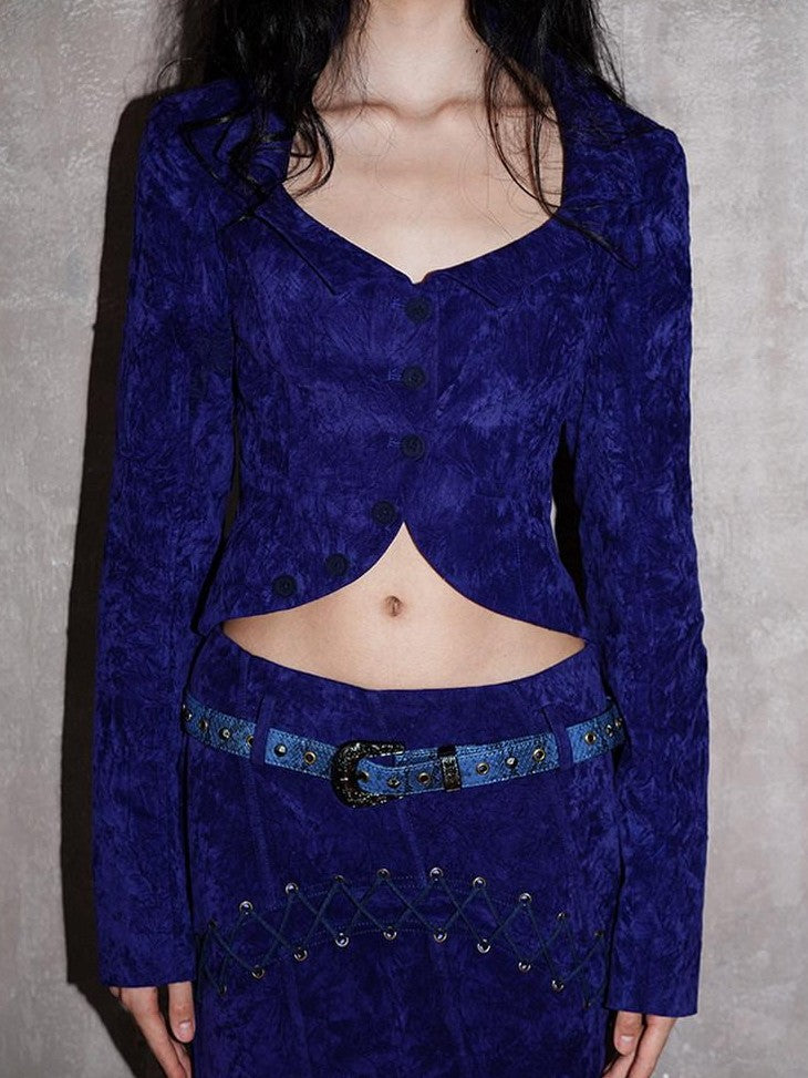badtaste Western Textured Slim Fit Women's Special Fabric Cropped Jackets