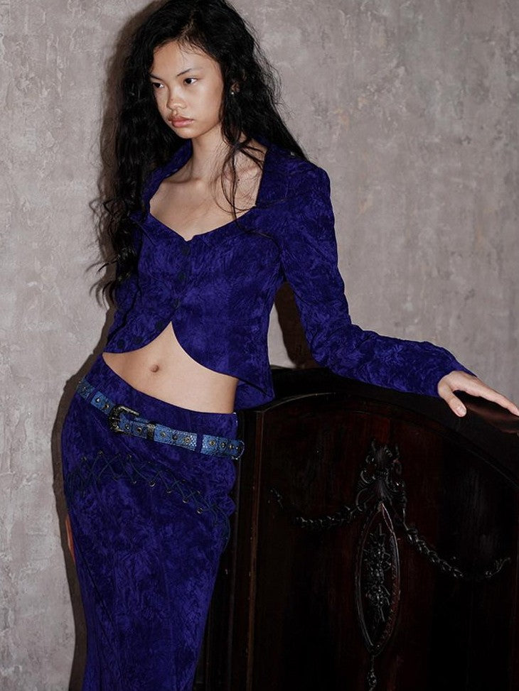 badtaste Western Textured Slim Fit Women's Special Fabric Cropped Jackets