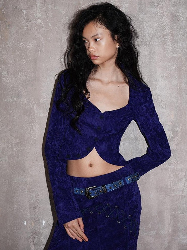 badtaste Western Textured Slim Fit Women's Special Fabric Cropped Jackets