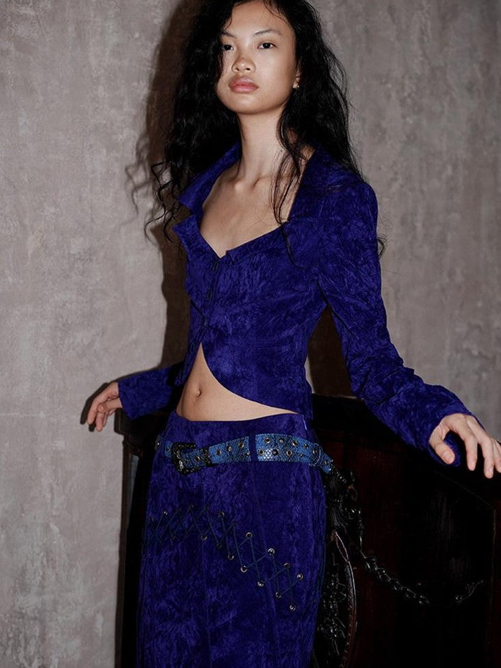 badtaste Western Textured Slim Fit Women's Special Fabric Cropped Jackets