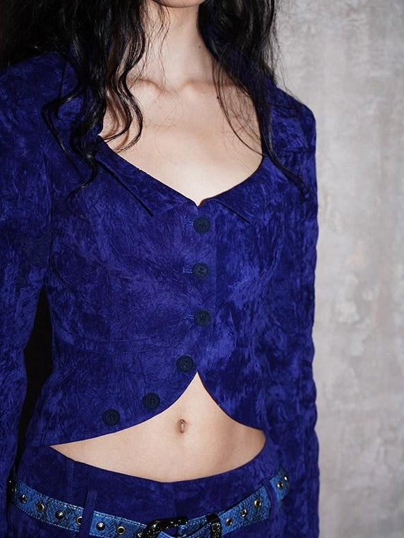 badtaste Western Textured Slim Fit Women's Special Fabric Cropped Jackets