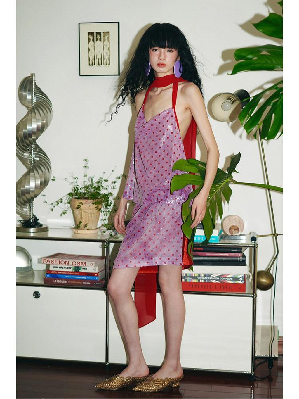 badtaste Western Tie Dye Sequin Polka Dot Multiway Backless Women's Matching Skirt Sets