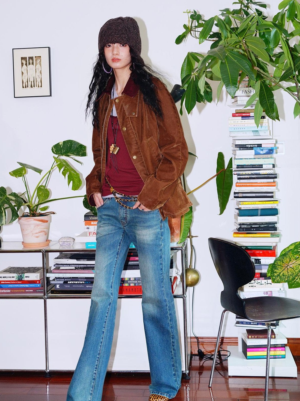 badtaste Western Vintage Machine Embroidered Slim Low Waist Women's Cotton Flare Jeans