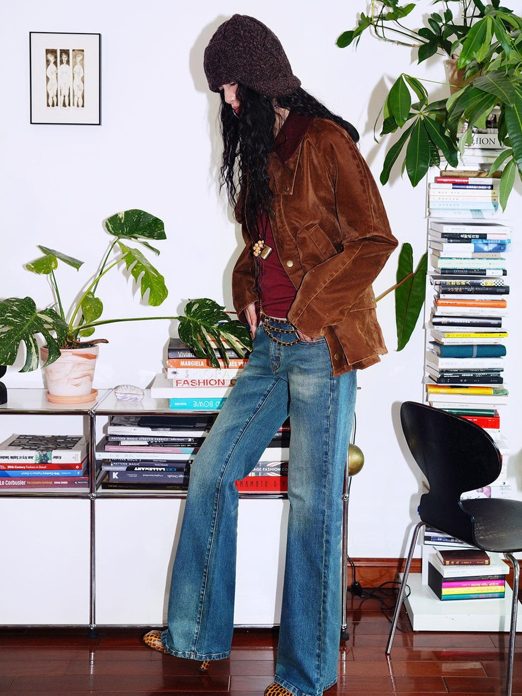badtaste Western Vintage Machine Embroidered Slim Low Waist Women's Cotton Flare Jeans