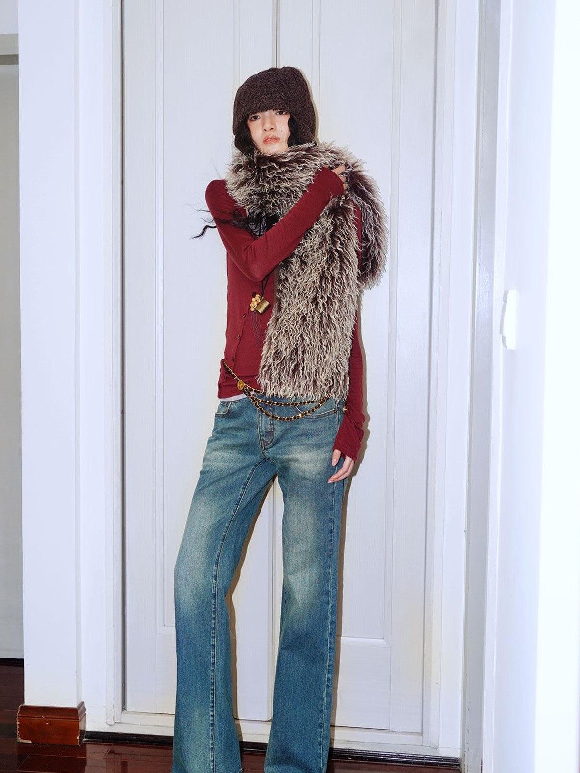 badtaste Western Vintage Machine Embroidered Slim Low Waist Women's Cotton Flare Jeans
