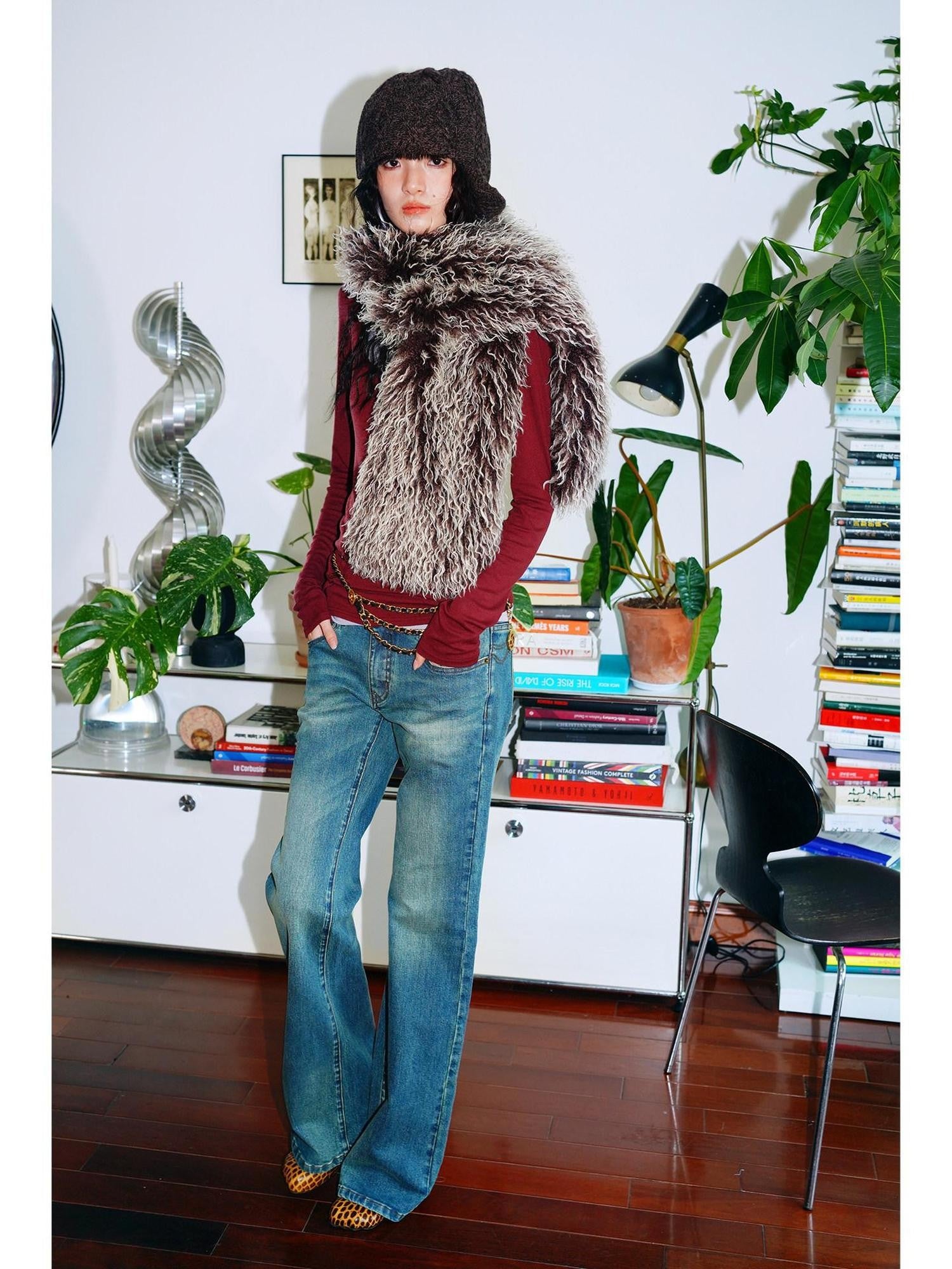 badtaste Western Vintage Machine Embroidered Slim Low Waist Women's Cotton Flare Jeans
