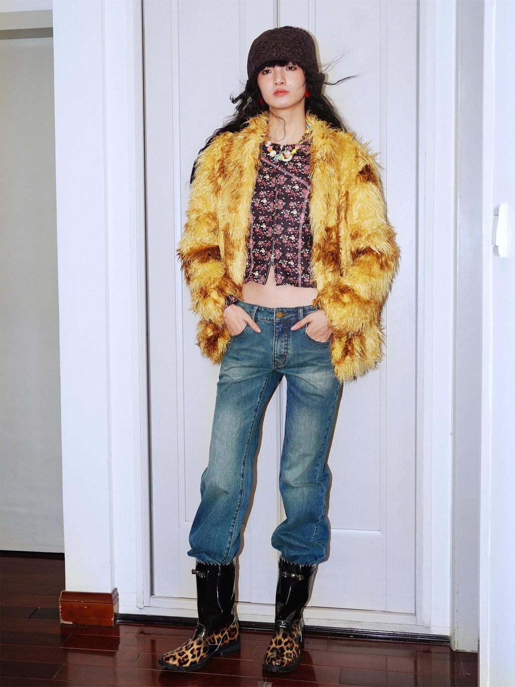 badtaste Western Vintage Machine Embroidered Slim Low Waist Women's Cotton Flare Jeans
