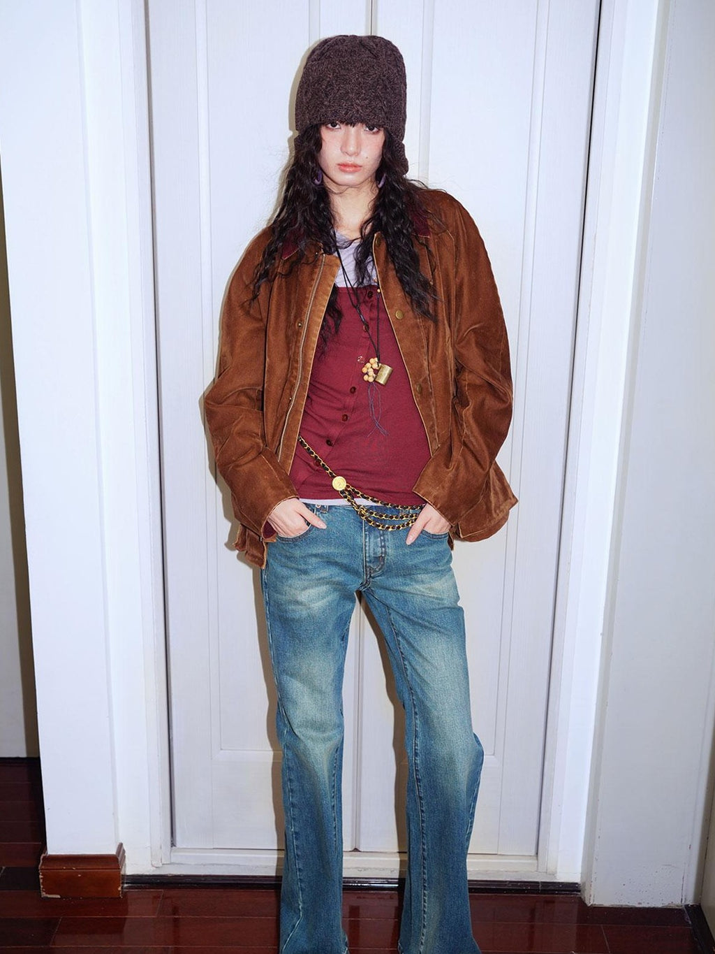 badtaste Western Vintage Machine Embroidered Slim Low Waist Women's Cotton Flare Jeans