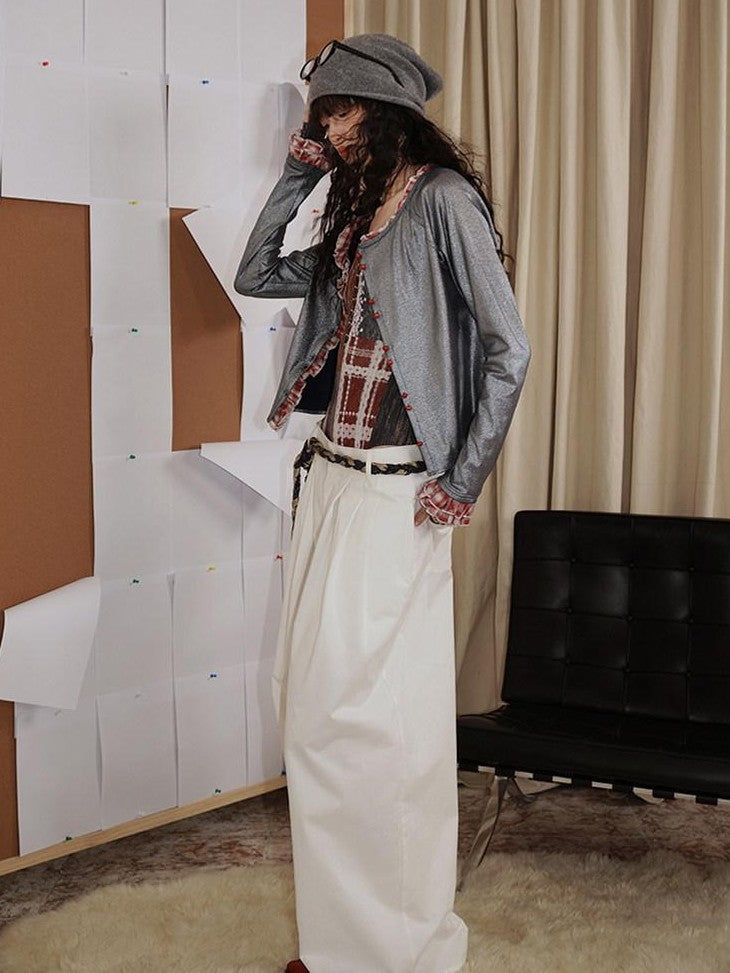 badtaste Western Vintage Metallic Sheen Patchwork Lace Women's Knit Cropped Cardigans
