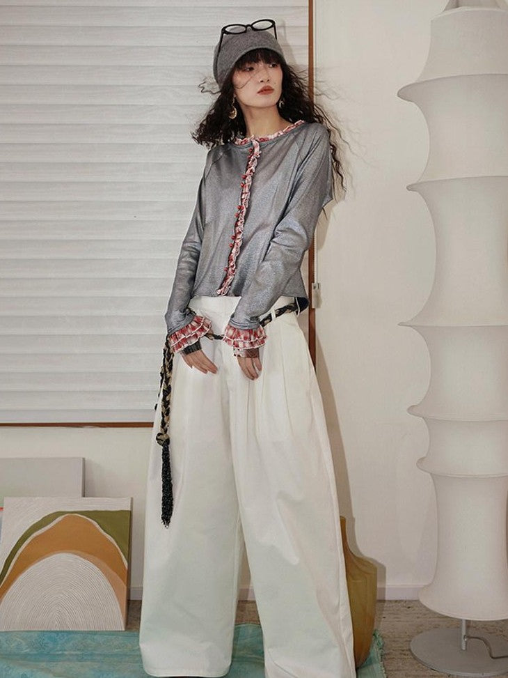 badtaste Western Vintage Metallic Sheen Patchwork Lace Women's Knit Cropped Cardigans