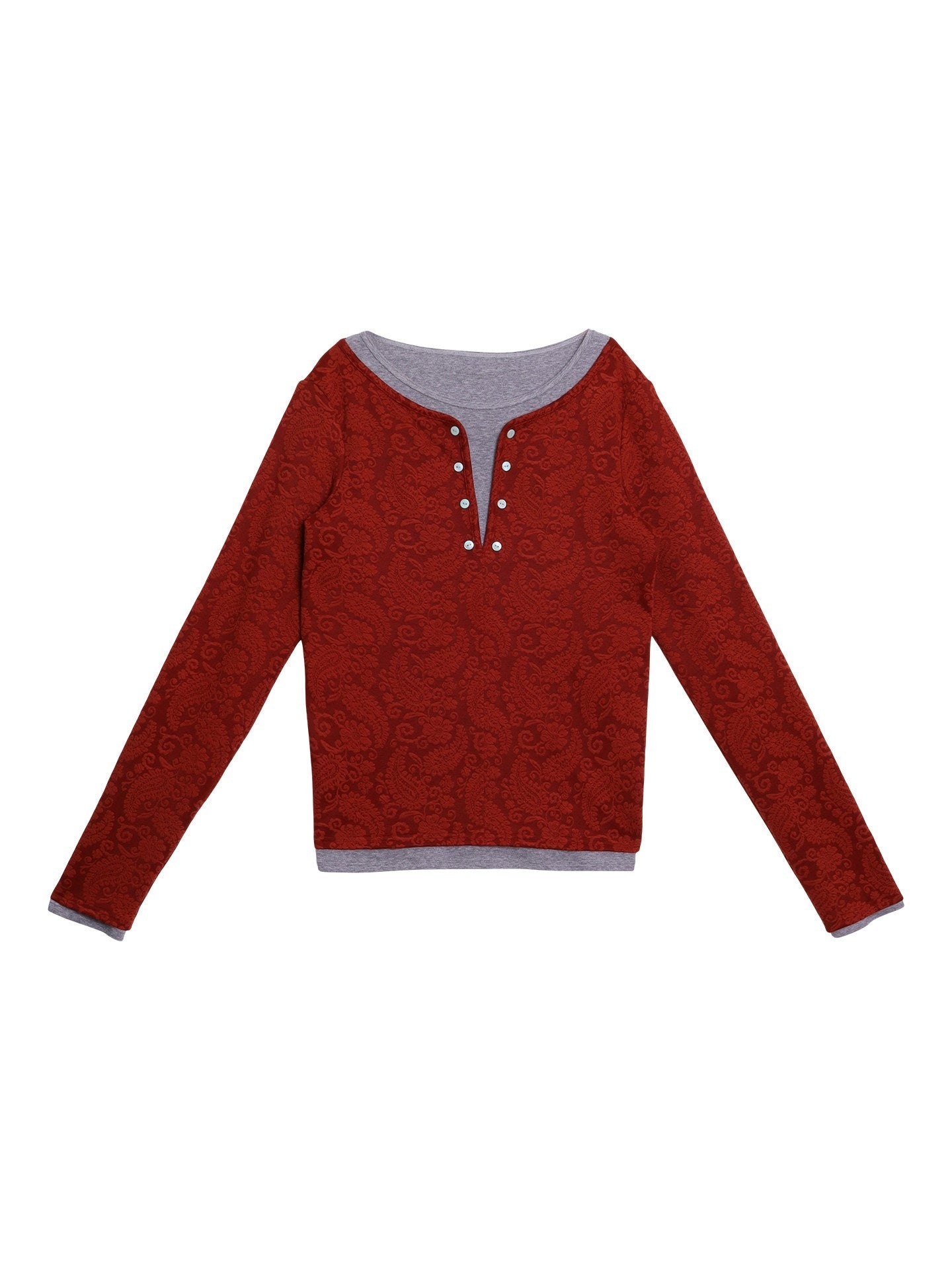 badtaste_Western_Vintage_Paisley_Faux_Two_Piece_Sweatshirt_Women's_Matching_Skirt_Sets_1000185205998_MISSTT
