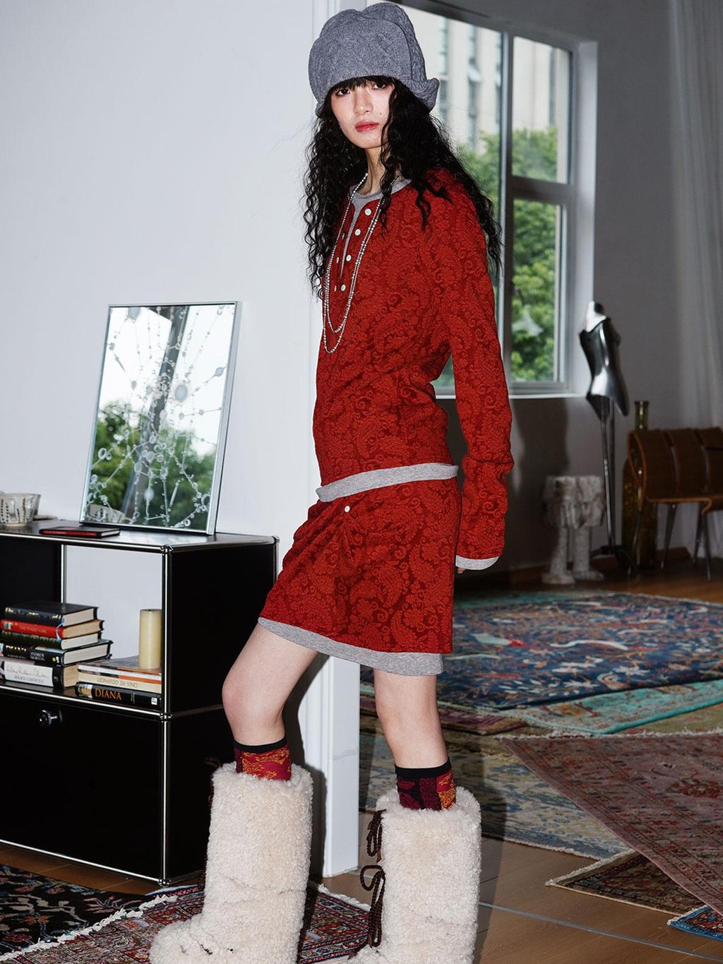 badtaste Western Vintage Paisley Faux Two Piece Sweatshirt Women's Matching Skirt Sets