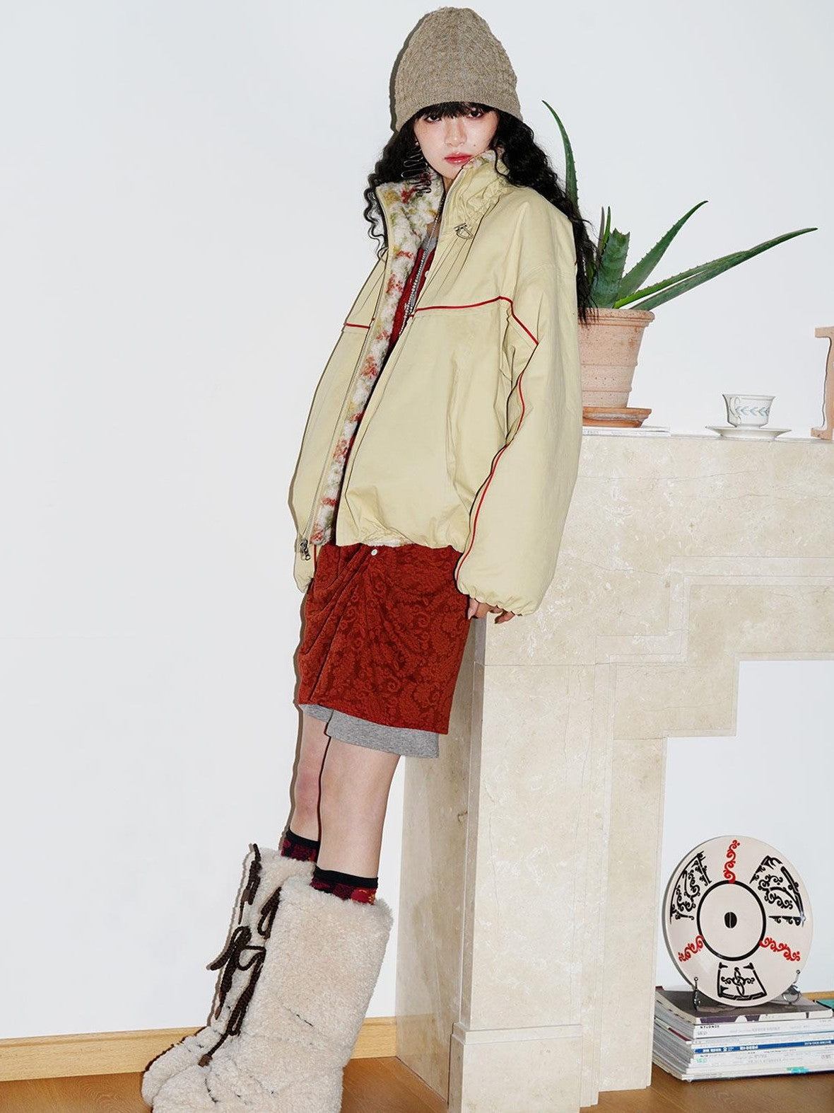 badtaste Western Vintage Paisley Faux Two Piece Sweatshirt Women's Matching Skirt Sets