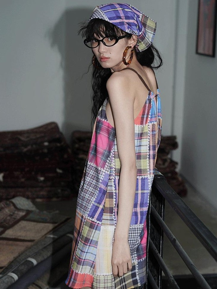 badtaste Western Vintage Print Halter Neck Short Cotton Rope Women's Camisoles