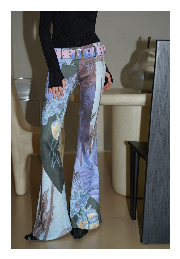 badtaste_Western_Vintage_Print_Slim_Women's_Suede_Velvet_Belted_Flare_Pants_693819368516_MISSTT